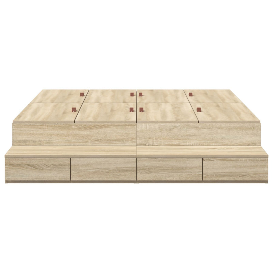 Opbergbedframe Sonoma Eiken Spaanplaat 140 X 190 Cm Artisanaal Eiken