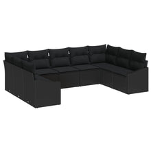 9-Delige Tuin Sofa Set Met Kussens Poly Rattan Zwart zonder tafel