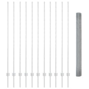 Fence with Post Silver 1.5 x 25 m Steel