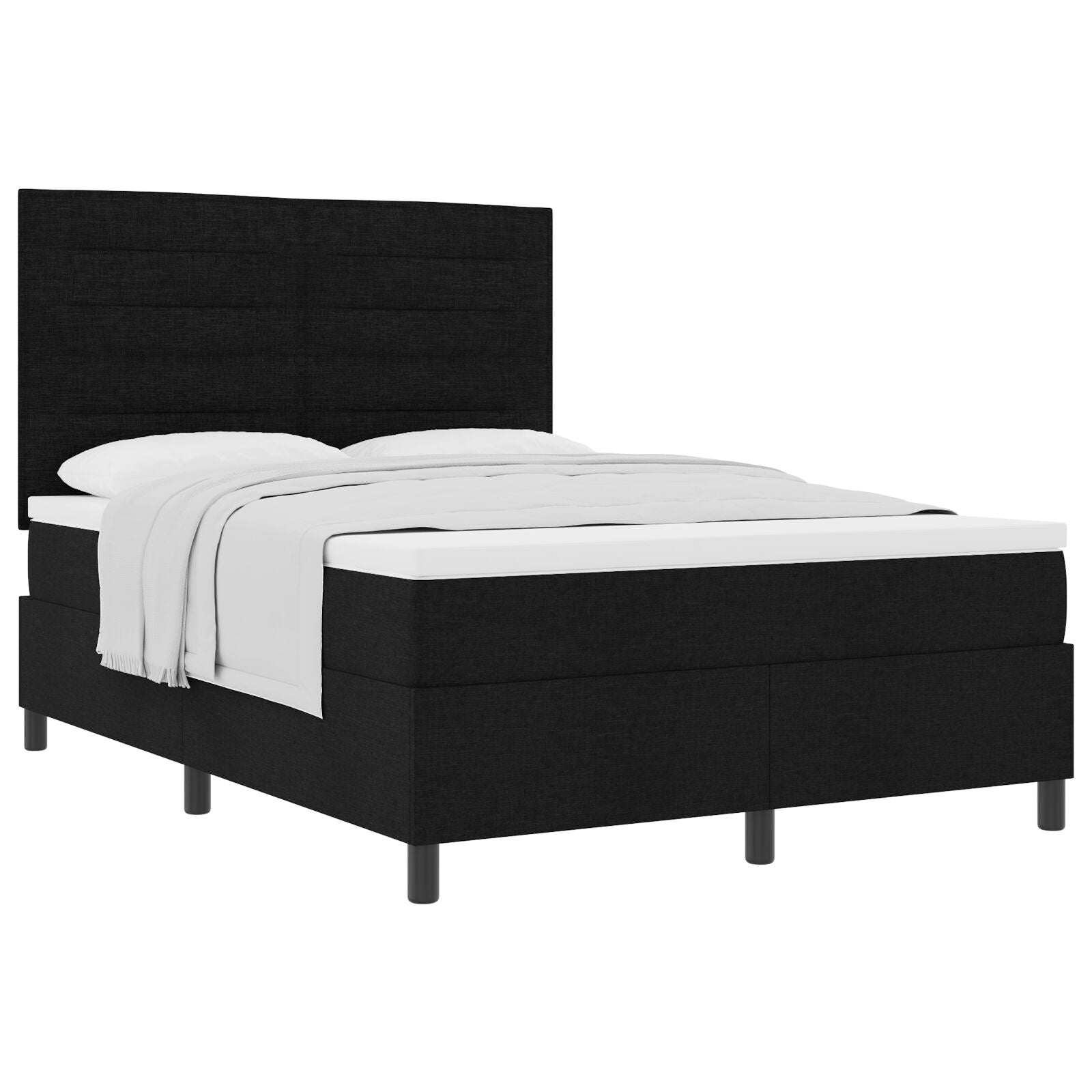 Boxspringbed Met Matras Stof Zwart 160 x 200 cm Lijnen ontwerp