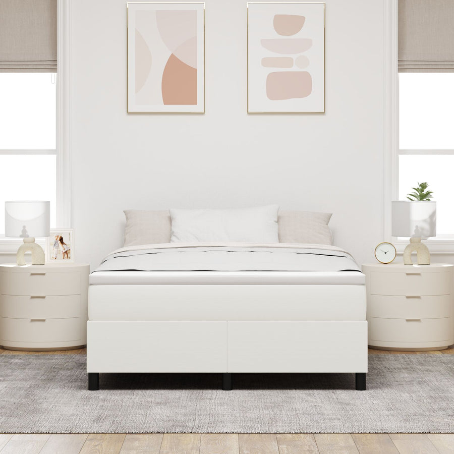 Boxspringbed Met Matras Crème 160X200 Cm Corduroy Stof
