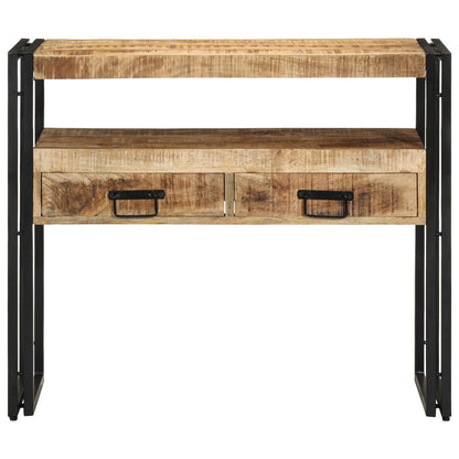 Bijzettafels Zwart En Metaal 90 x 33 x 75 cm Massief mangohout