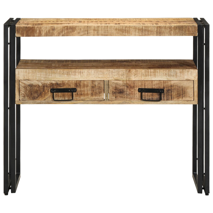 Bijzettafels Zwart En Metaal 90 x 33 x 75 cm Massief mangohout