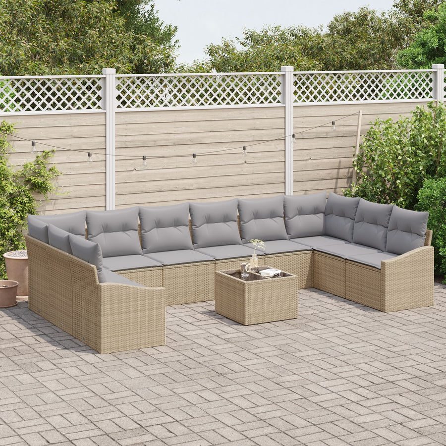 Tuin Sofa Set 11-Delig Grijs Metalen Frame Tuin Sofa