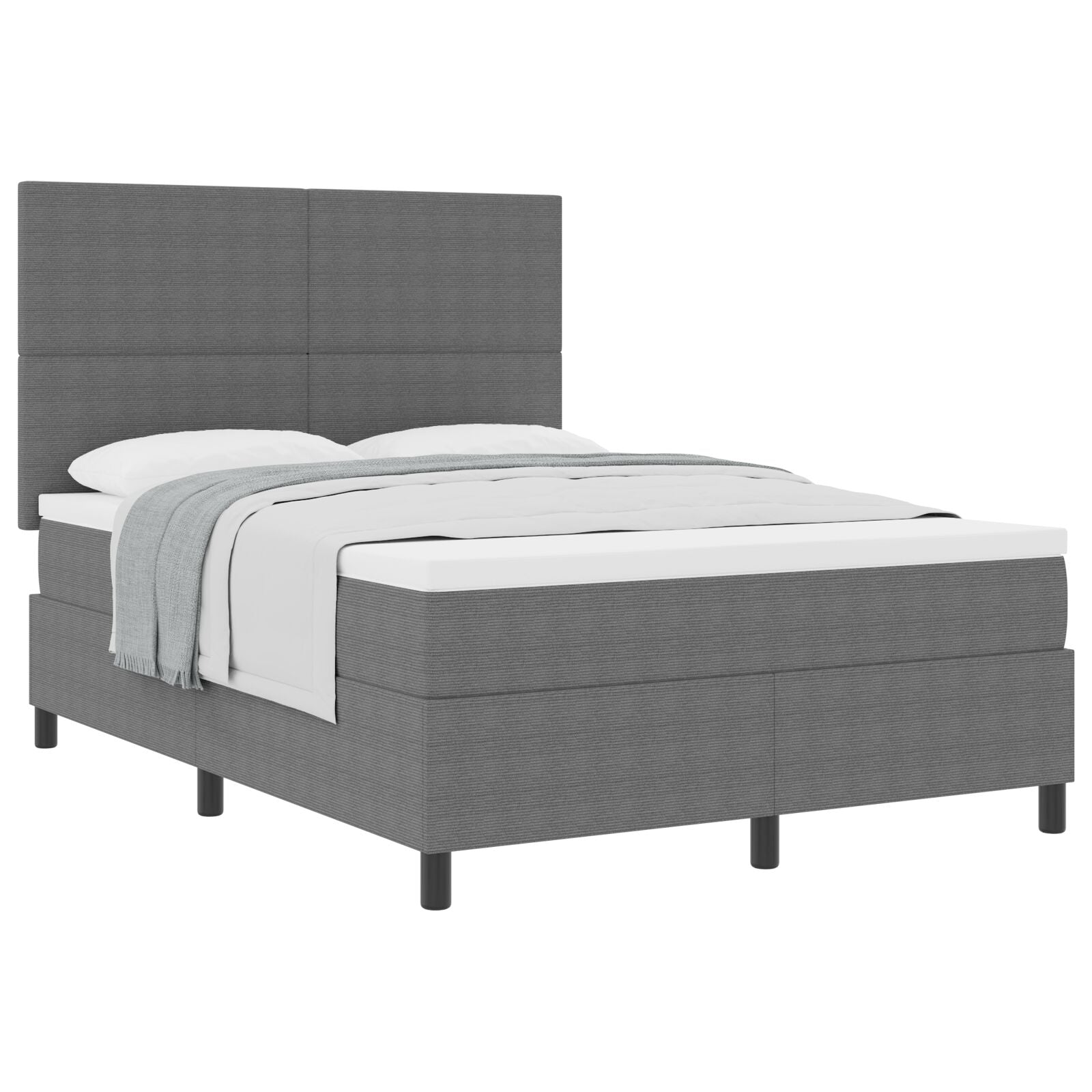 Boxspringbed Met Matras Lichtgrijs 140X200 Cm Corduroy Stof