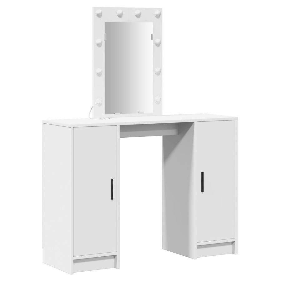 Kaptafel Met Led-Lampen 102X33X135 Cm Wit