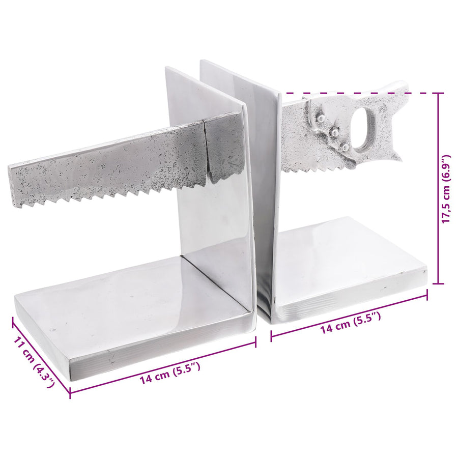 Boekensteunen 2 Stuks Zilver 11X14X17,5 Cm Aluminium Zaag
