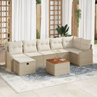 Tuinset poly rotan beige 8-delig met opbergruimte