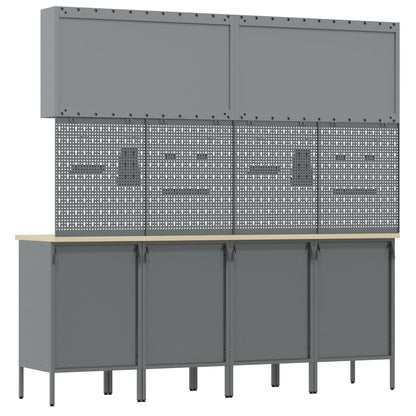 10-Delige Werkcabinet En Pegboard Set Mdf En Metaal 4x (2x84/2x85 cm) Rood 4x kast + 4x gereedschapspaneel + 2x gereedschap kast