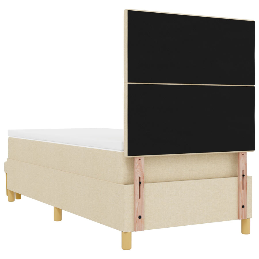 Boxspringbed Met Matras & Bank Stof Crème 90 x 190 cm Geplooid