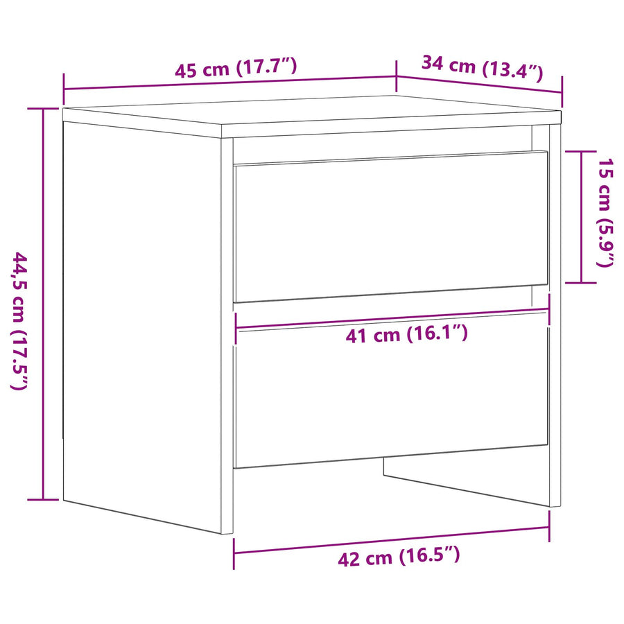 Nachtkastje 2 St Oude Hout 45X34X44,5 Cm Bewerkt Hout Oud hout
