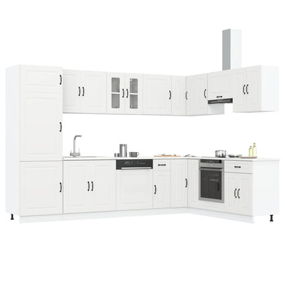 Keuken Cabinet ""Kalmar"" Met Dubbele Wastafels Bewerkt Hout Wit