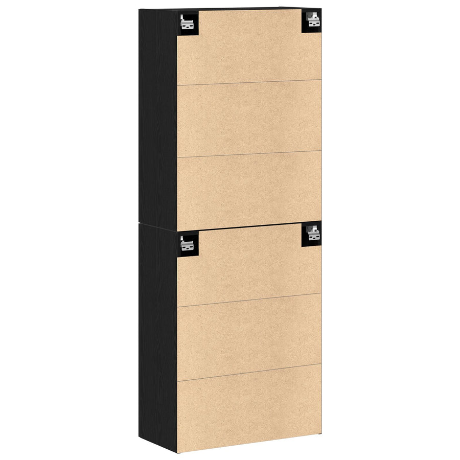 Kasten 2 Stuks Zwart Eiken 69,5X34X180 Cm Bewerkt Hout