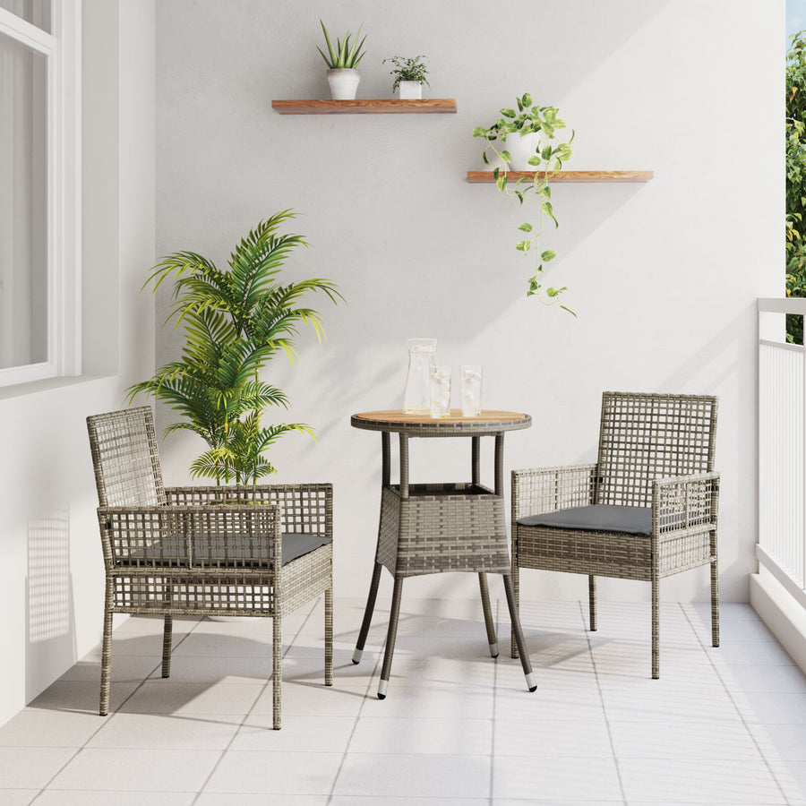 Eetmeubel Set Set Van 3 Grijs Riet, Metaal