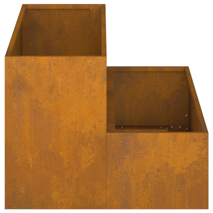 Tuinschaal 2-Tier 100 x 60 x 45 cm Verweerd staal