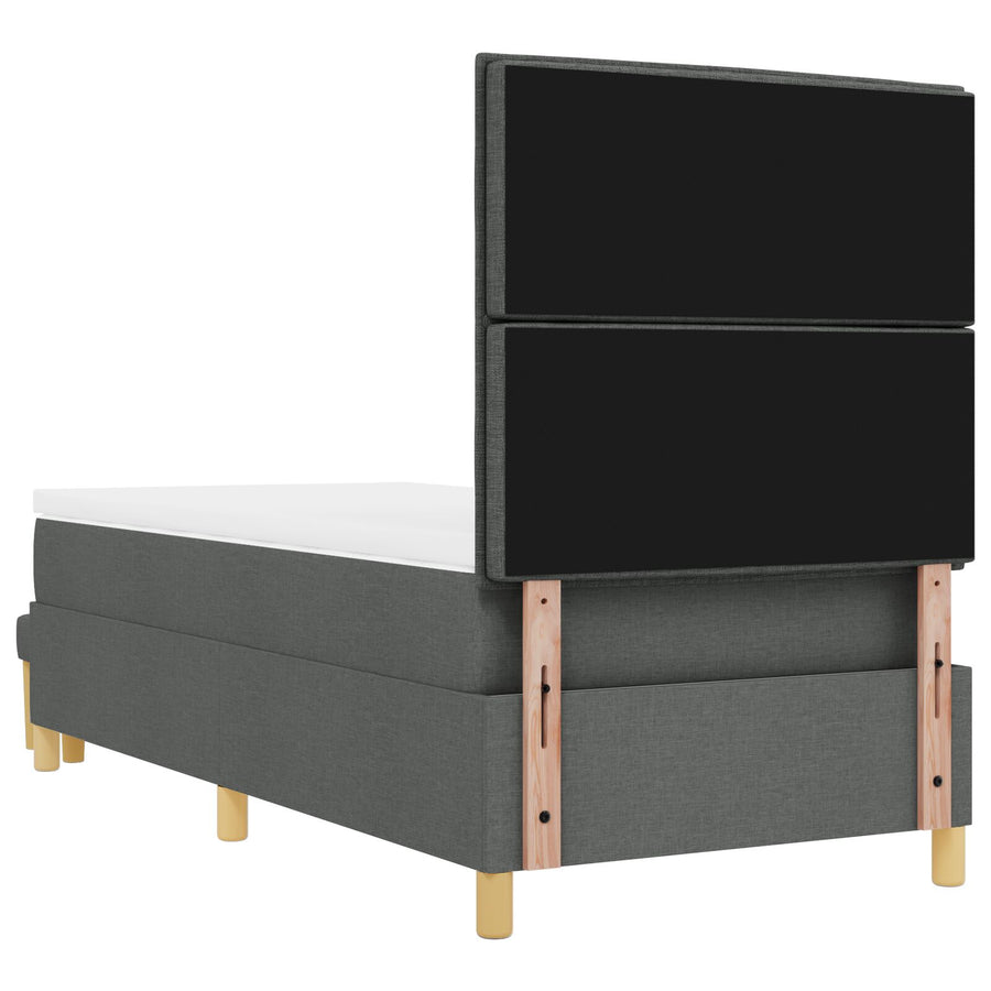 Boxspring Bed Met Matras & Bank Stof Donkergrijs 90 x 200 cm Lijnen ontwerp