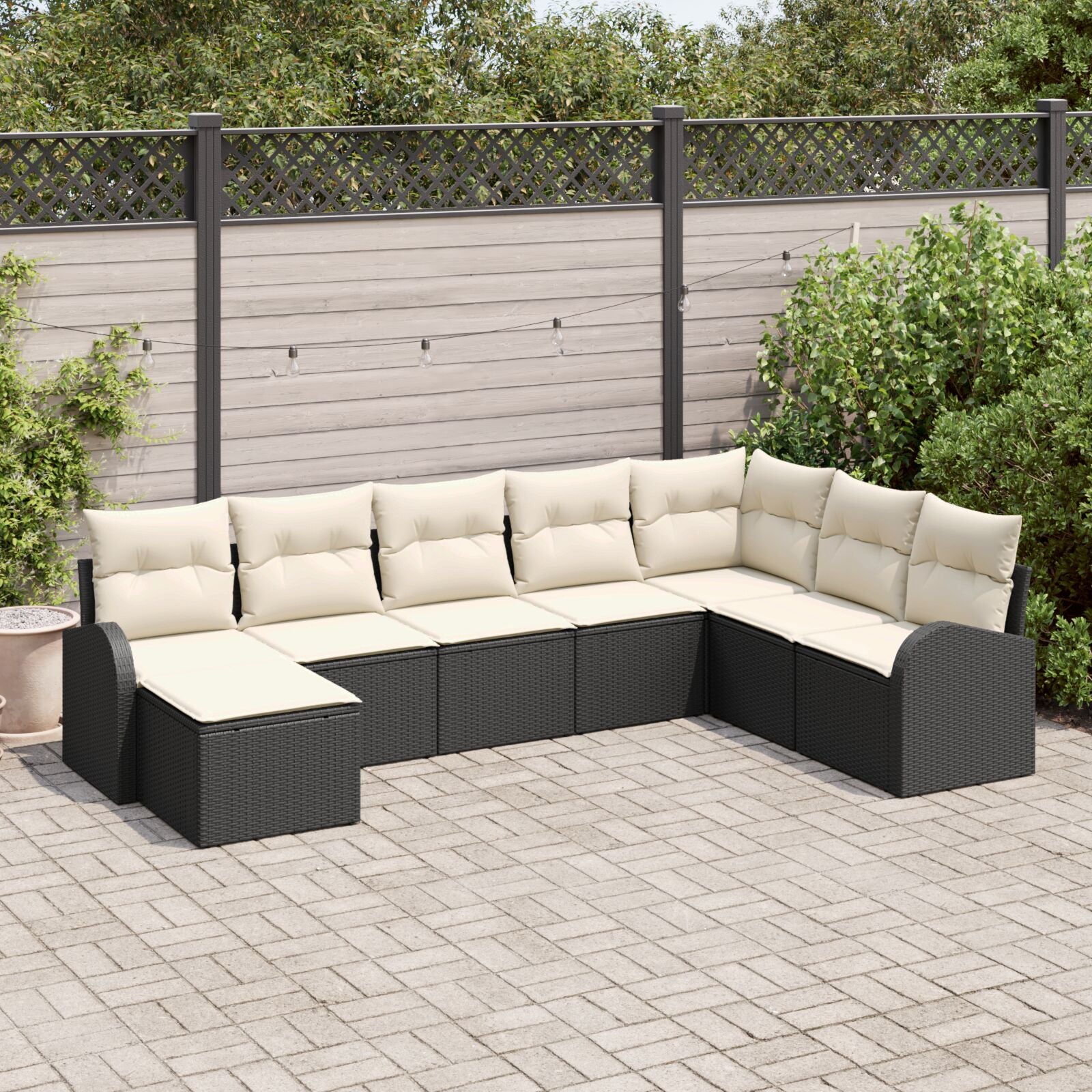 8-Delige Tuinsalonset Met Kussens Zwart Poly Rattan
