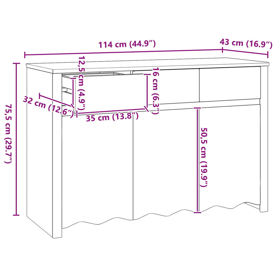 Dressoir ""Drammen"" 114X43X75,5 Cm Massief Hout Van Den Wit