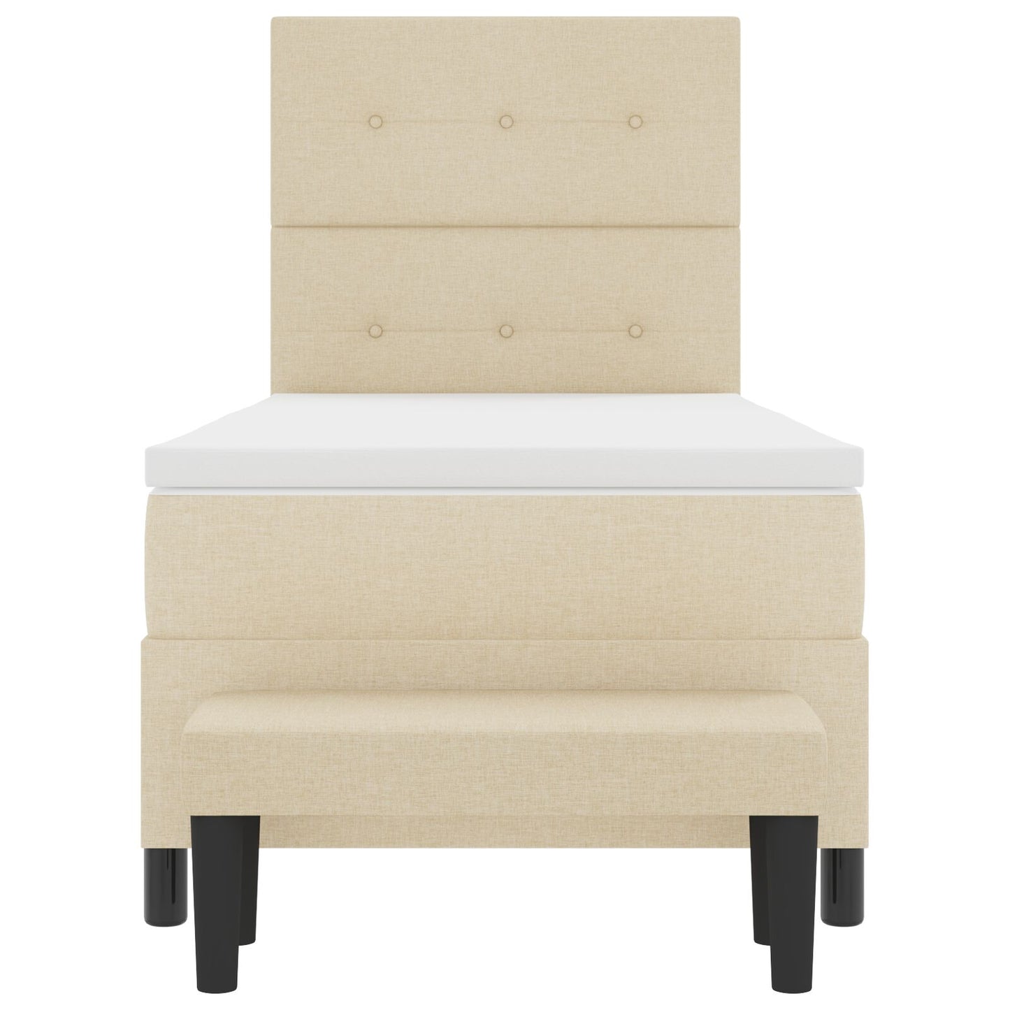 Boxspringbed Met Matras & Bank Stof Crème 80 x 200 cm Knopgevoerd
