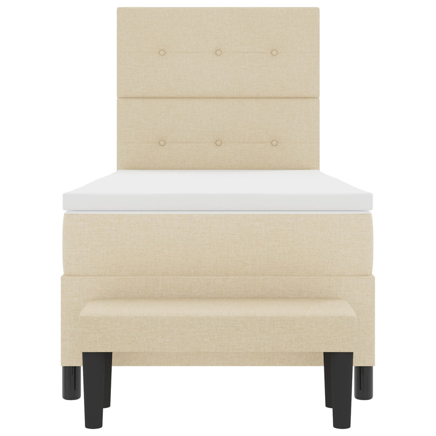 Boxspringbed Met Matras & Bank Stof Crème 80 x 200 cm Knopgevoerd