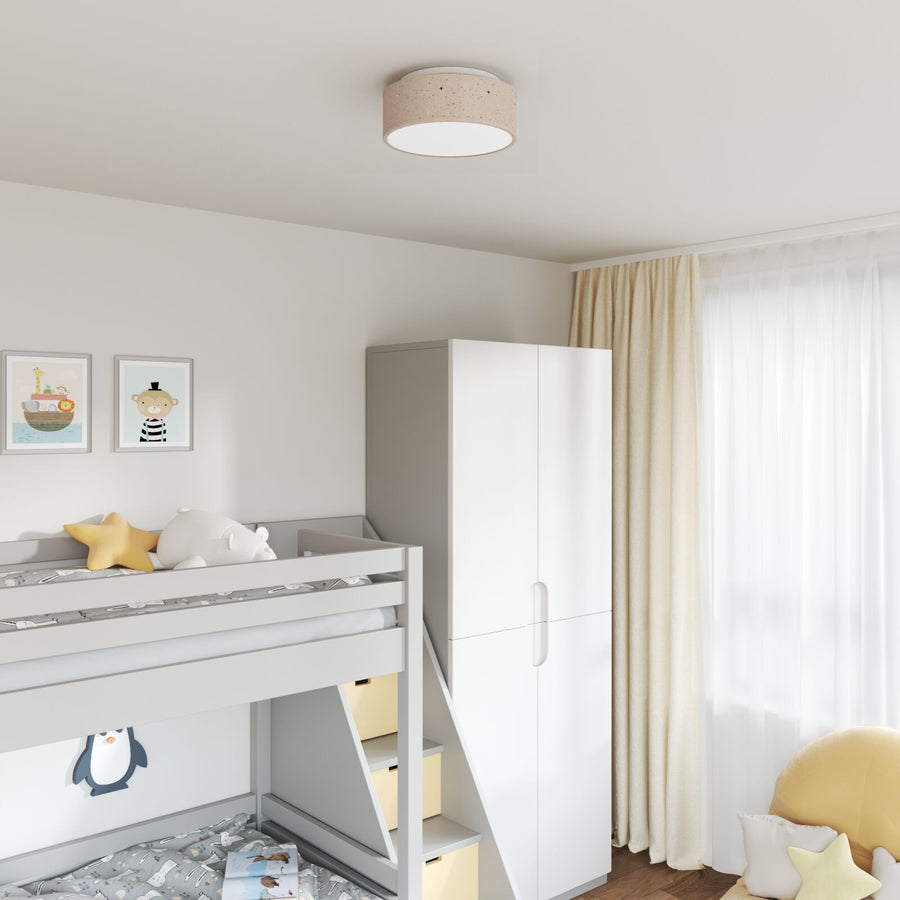 Plafondlamp Ø 30 Cm Stof E27 Ø30 x 13,5 cm Taupe met stervormige lampenkap