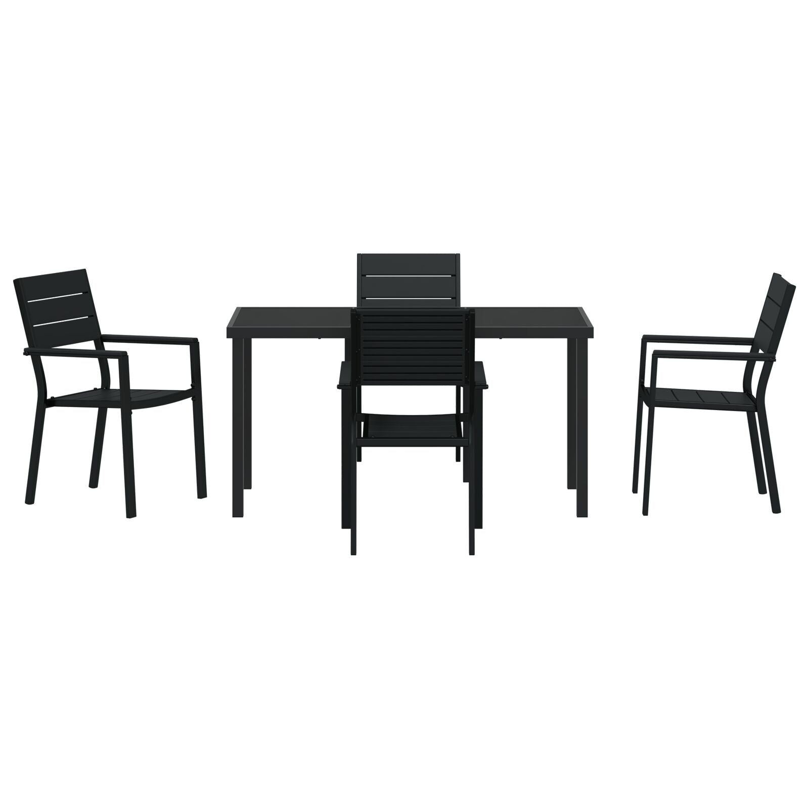 5 Delige Tuin Eetset Zwart Hdpe