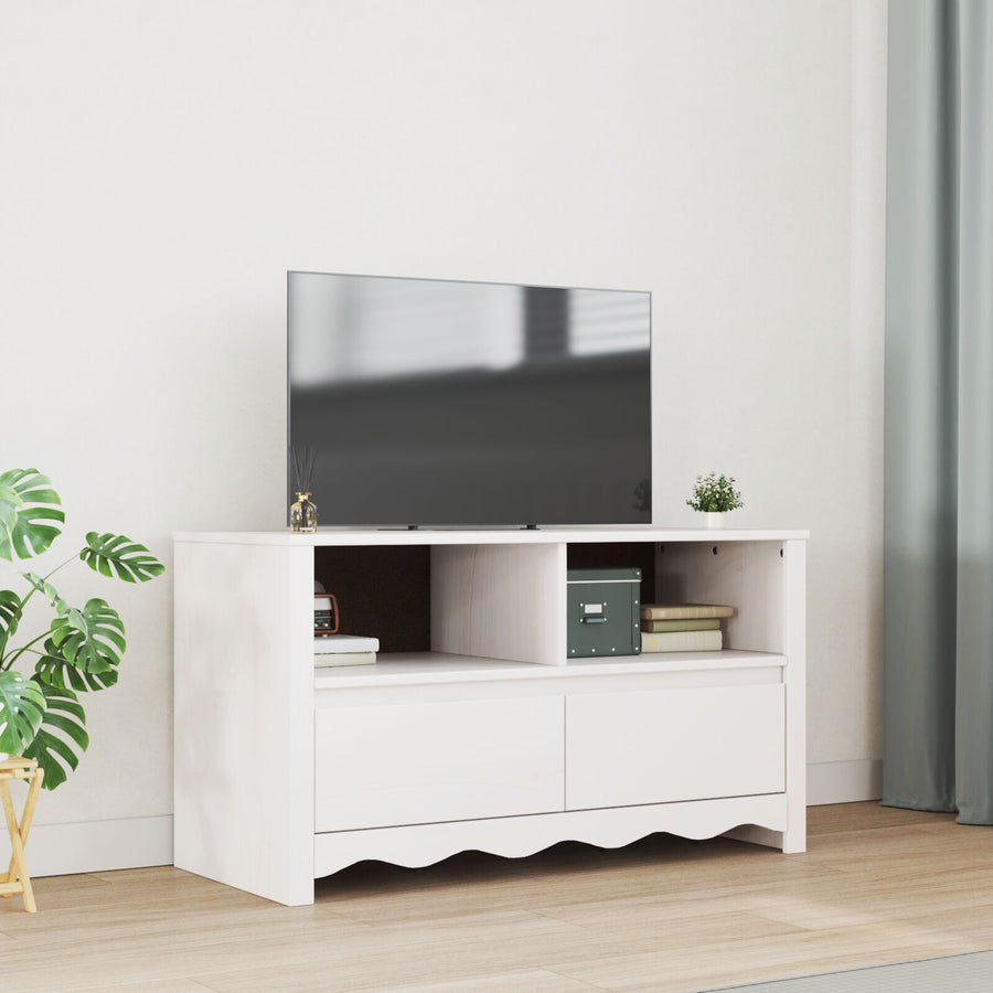 Tv-Kast ""Drammen"" 99X43X55 Cm Massief Hout Vuren Wit