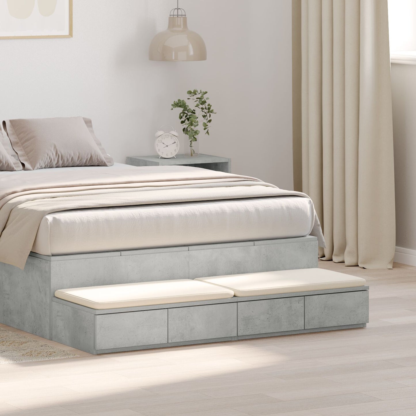 Bed Lades Geengineerd Hout Beton grijs 120 x 36.5 x 16.5 cm