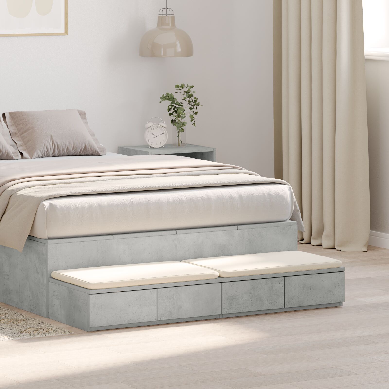Bed Lades Geengineerd Hout Beton grijs 120 x 36.5 x 16.5 cm