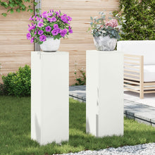 Buitenplantstands Pilaar 2 Stuks 24X24X75 Cm Staal Wit 2x (75 cm)