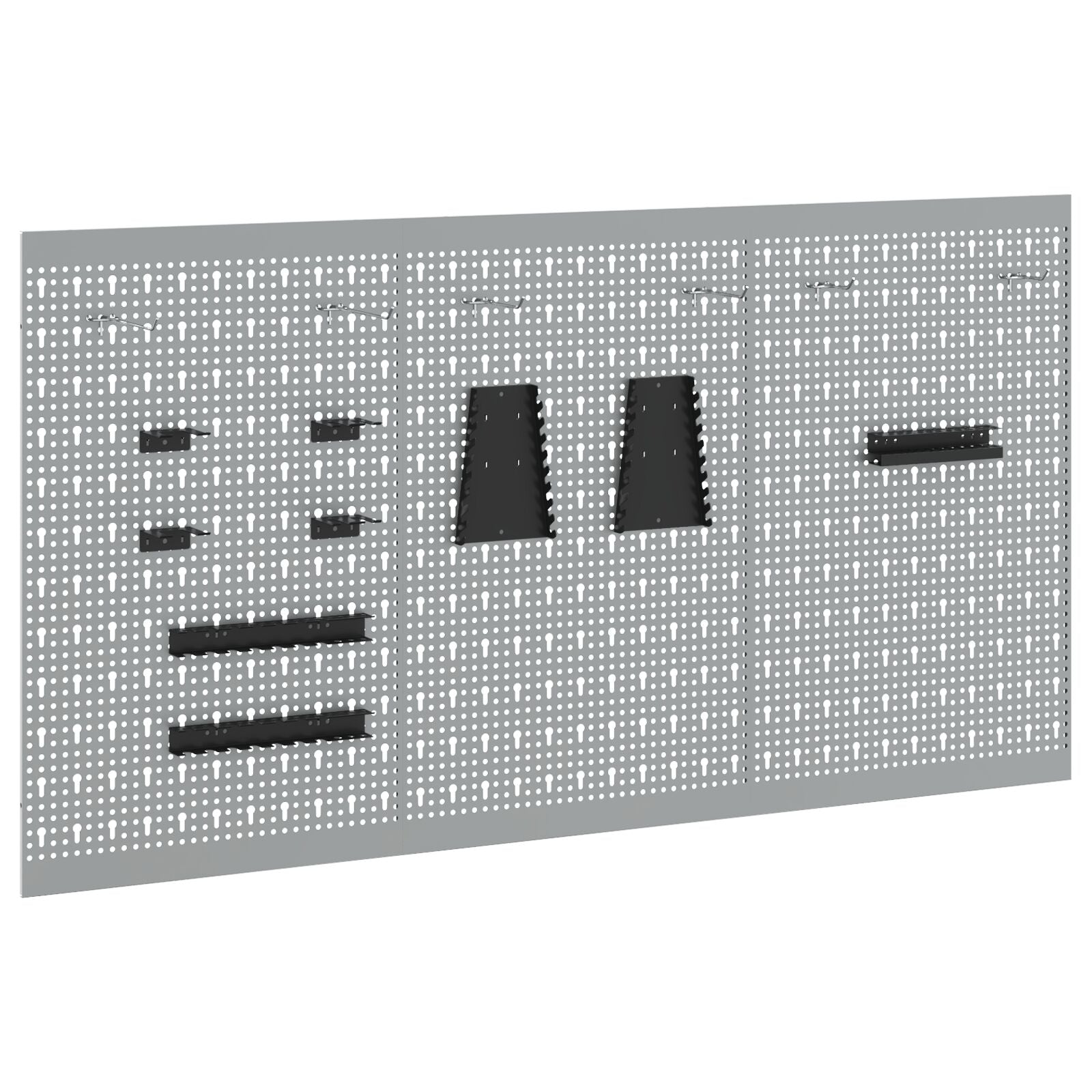 Pegboards 3 Stuks Met 15 Accessoires Grijs 150X Staal 80 cm
