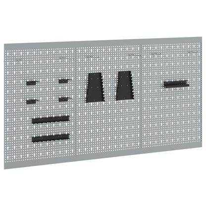 Pegboards 3 Stuks Met 15 Accessoires Grijs 150X Staal 80 cm