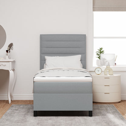 Boxspringbed Met Matras Stof Lichtgrijs 80 x 200 cm Lijnen ontwerp