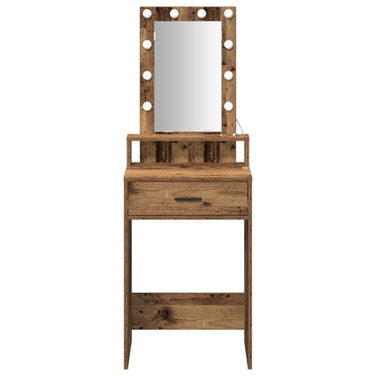 Kaptafel Met Led-Verlichting Oud hout 50 x 41 x 140 cm