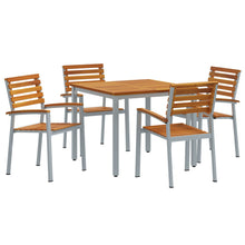 5-delige tuin eetset van massief acaciahout en metaal