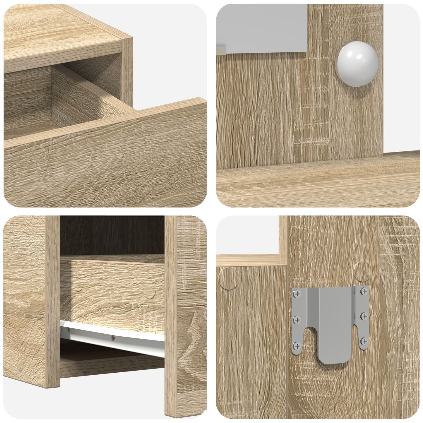 Wandgemonteerde Kaptafel Lichten In 100 x 40 x 70 cm Sonoma eiken met LED