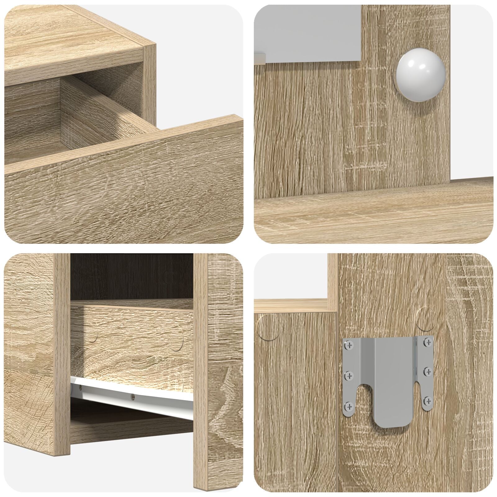 Wandgemonteerde Kaptafel Lichten In 100 x 40 x 70 cm Sonoma eiken met LED