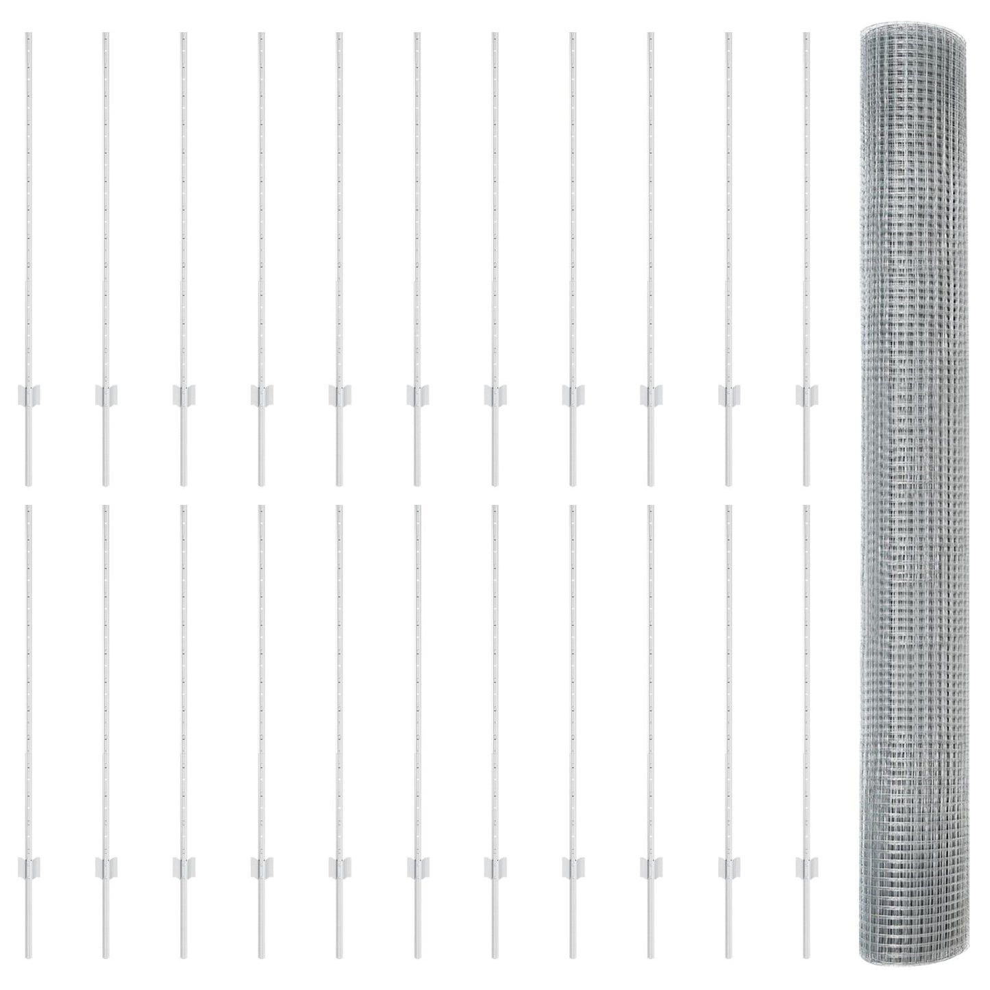 Gelaste Draadomheining Met 44 U-Palen Zilver 1.2X50 M Staal