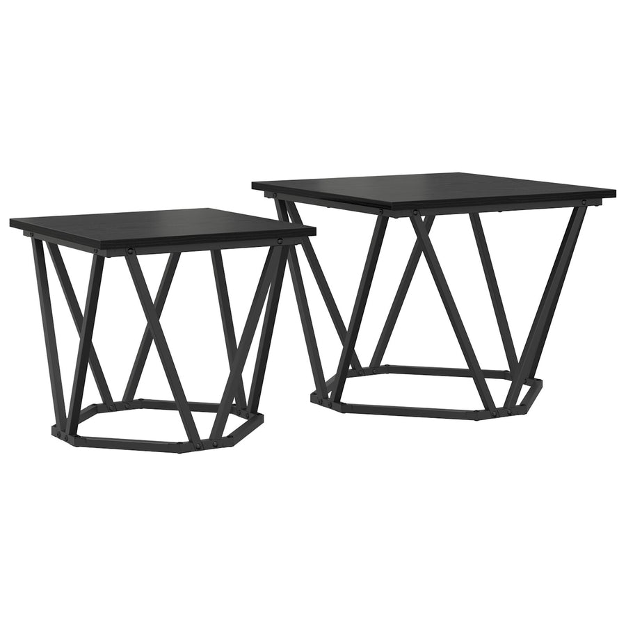 Salontafel Stalen Frame, Houten Blad Klein Duurzaam Zwart eiken