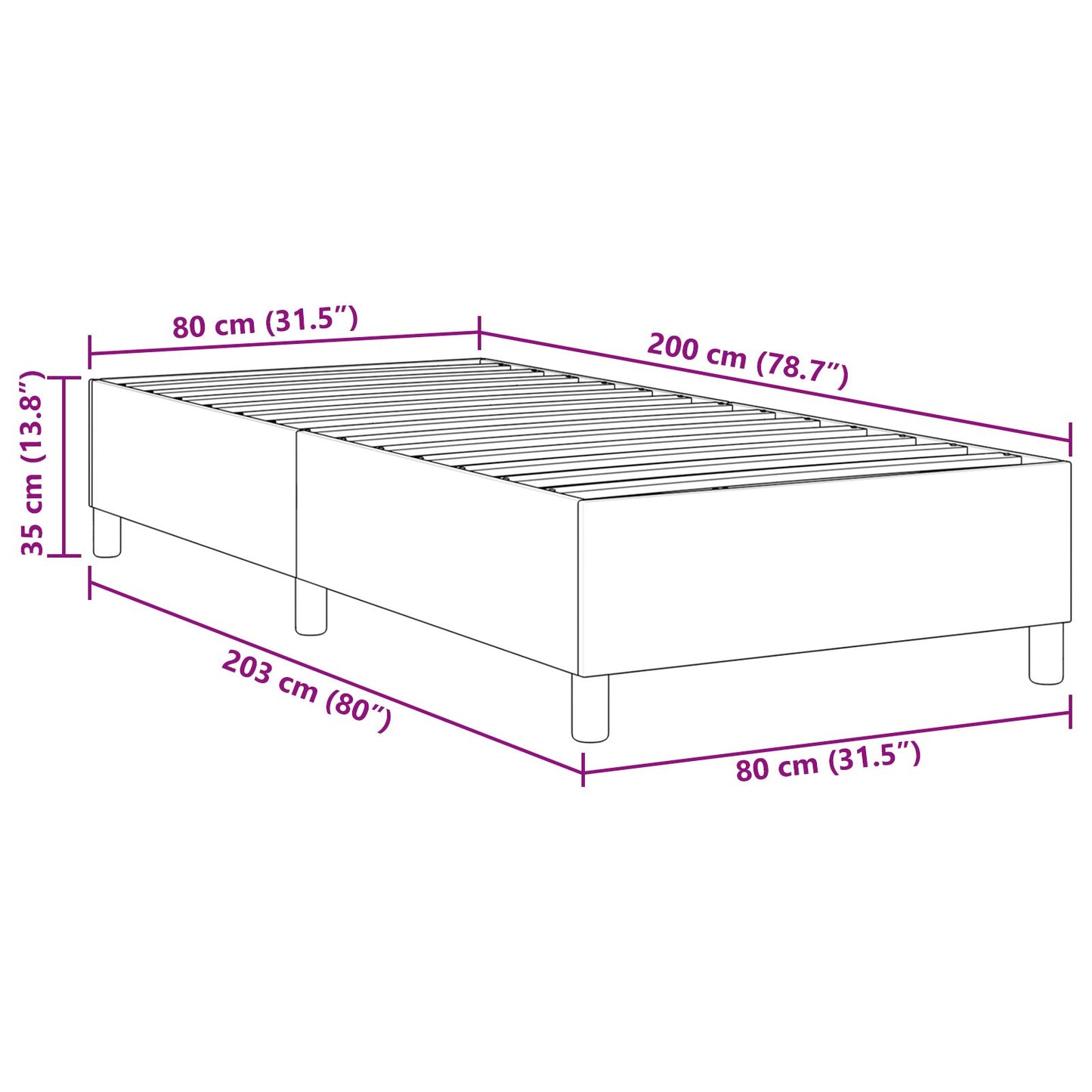 Boxspring Bed Corduroy Stof Lichtgroen grijs 80 x 200 cm