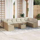 Garden Sofa Set with Storage Beige and Cream poly rattan