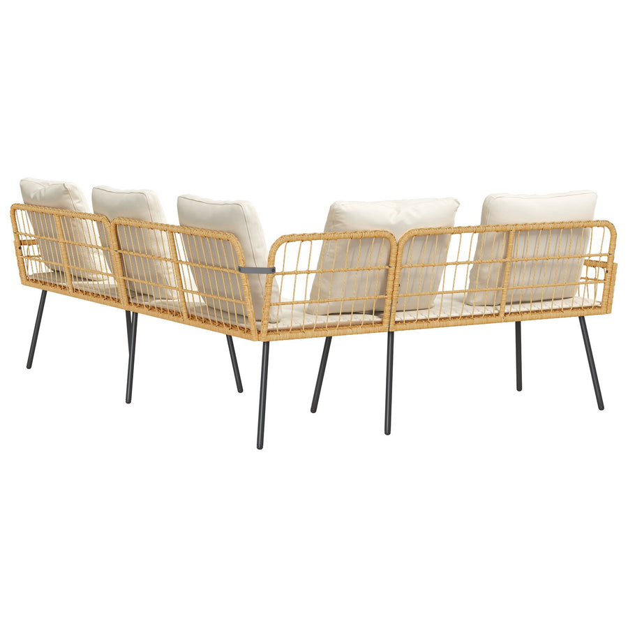 L-Vormige Bank Lijk 231X173X78 Cm Poly Rattan Natuur en crème