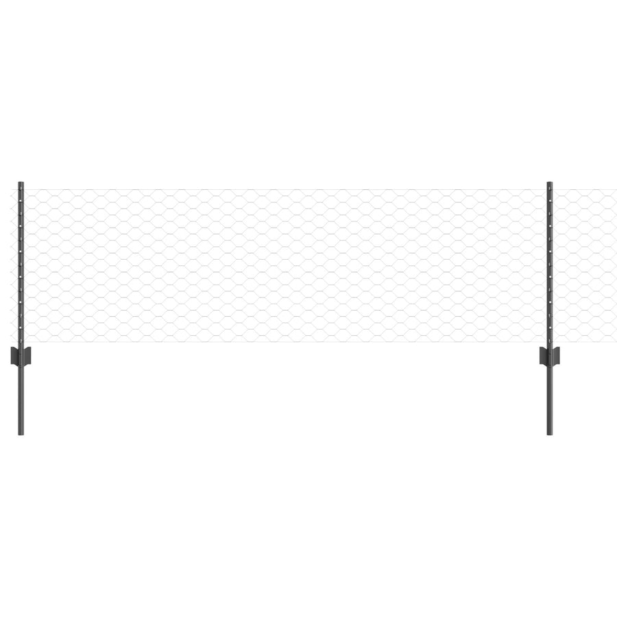 Hekpalen 11 Stuks U-Kanaal Grijs 60 Cm Staal,  Hexagonaal Hek Grijs 0.6X25 M Staal