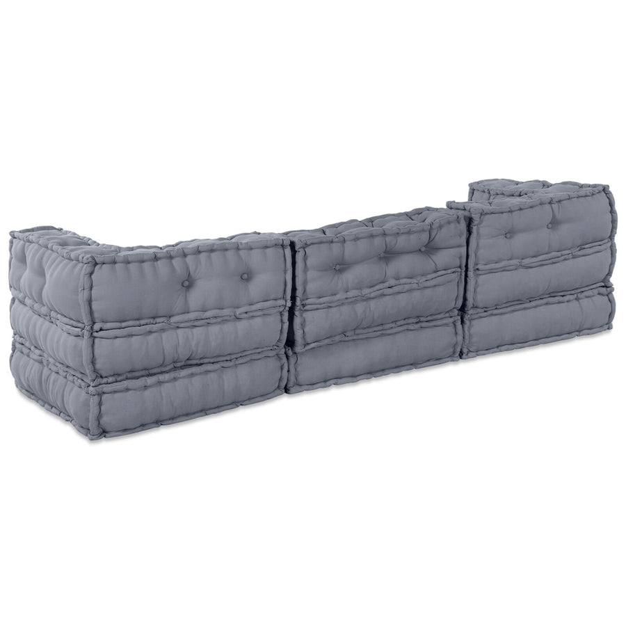 3-Zit Modular Pouffe Sofa Converteerbaar Grijze Stof Grijs 70 x 70 x 54 cm Midden + 2 x Hoek