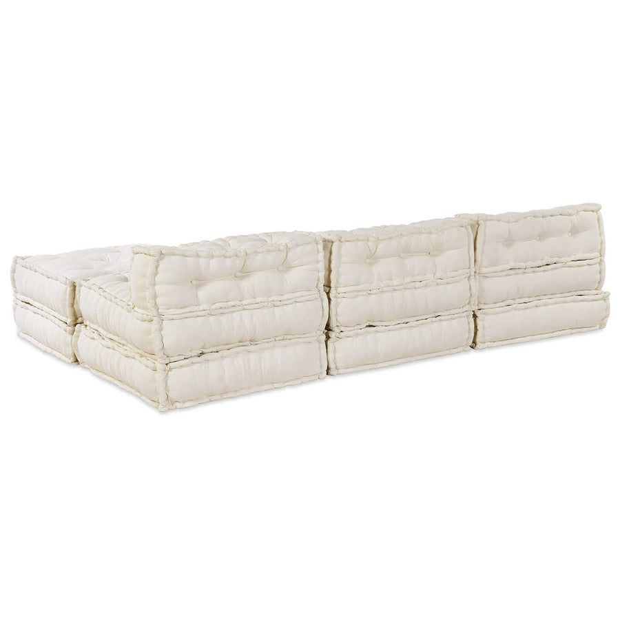 4-Zits Modulair Poef Bank Omkeerbaar Stof Crème 70 x 70 x 54 cm Lounge + 3x midden