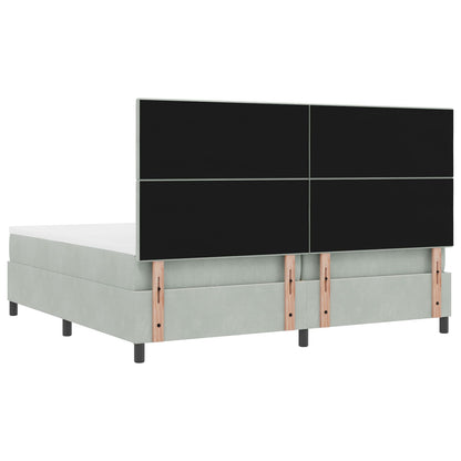 Boxspringbed Met Matras Lichtgrijs 200X200 Cm Velvet Blauw