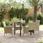 Tuinstoelenset poly rattan beige 4 personen