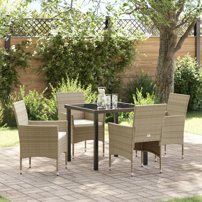 5-Delige Tuin Eetset Beige Poly Rattan