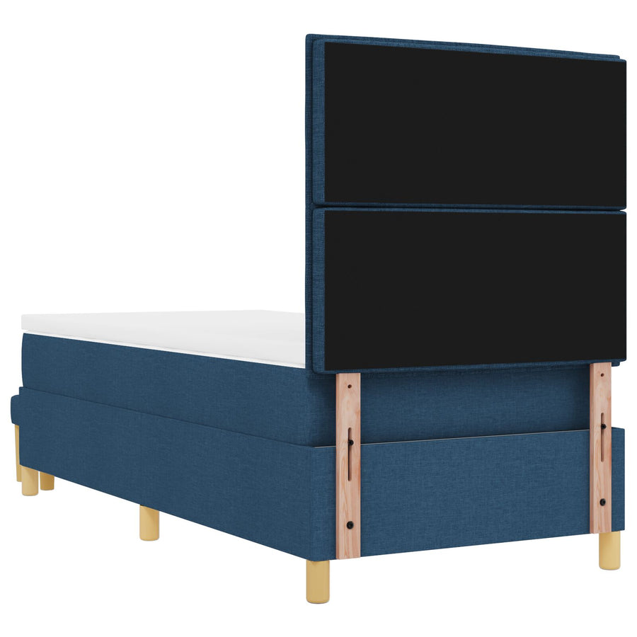 Boxspringbed Met Matras & Bank Stof Blauw 80 x 200 cm Lijnen ontwerp