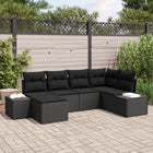 Garden Sofa Set with Cushion and Storage 6 pcs Black Poly Rattan